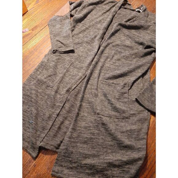 Medium Reborn J Black Grey Long Sleeve Open Front Cardigan Sweater Jacket - Picture 2 of 3